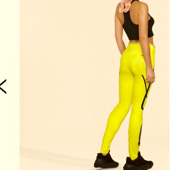 NWT adidas by Stella McCartney True Pace Neon Yellow Leggings S - Picture 2 of 9